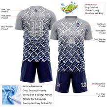 Charger l'image dans la galerie, Custom Gray Navy-White Lightning Sports Sublimation Soccer Uniform Jersey