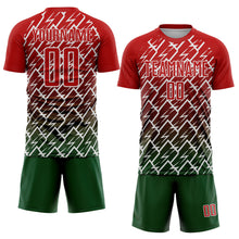 Load image into Gallery viewer, Custom Red Green-White Lightning Sports Sublimation Soccer Uniform Jersey