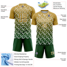 Load image into Gallery viewer, Custom Old Gold Green-White Lightning Sports Sublimation Soccer Uniform Jersey