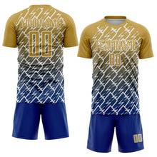 Charger l'image dans la galerie, Custom Old Gold Royal-White Lightning Sports Sublimation Soccer Uniform Jersey