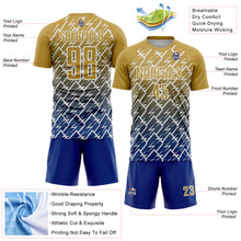 Charger l'image dans la galerie, Custom Old Gold Royal-White Lightning Sports Sublimation Soccer Uniform Jersey