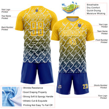 Загрузить изображение в средство просмотра галереи, Custom Yellow Royal-White Lightning Sports Sublimation Soccer Uniform Jersey