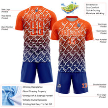 Загрузить изображение в средство просмотра галереи, Custom Orange Royal-White Lightning Sports Sublimation Soccer Uniform Jersey