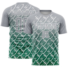 Charger l'image dans la galerie, Custom Gray Kelly Green-White Lightning Sports Sublimation Soccer Uniform Jersey