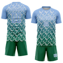 Загрузить изображение в средство просмотра галереи, Custom Light Blue Kelly Green-White Lightning Sports Sublimation Soccer Uniform Jersey