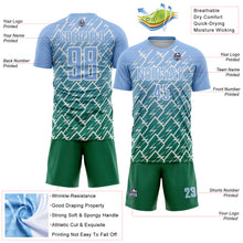Загрузить изображение в средство просмотра галереи, Custom Light Blue Kelly Green-White Lightning Sports Sublimation Soccer Uniform Jersey
