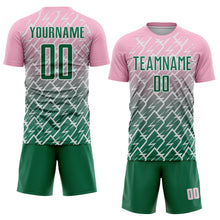 Load image into Gallery viewer, Custom Light Pink Kelly Green-White Lightning Sports Sublimation Soccer Uniform Jersey