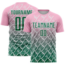 Load image into Gallery viewer, Custom Light Pink Kelly Green-White Lightning Sports Sublimation Soccer Uniform Jersey
