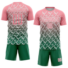 Load image into Gallery viewer, Custom Medium Pink Kelly Green-White Lightning Sports Sublimation Soccer Uniform Jersey