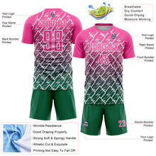 Load image into Gallery viewer, Custom Pink Kelly Green-White Lightning Sports Sublimation Soccer Uniform Jersey