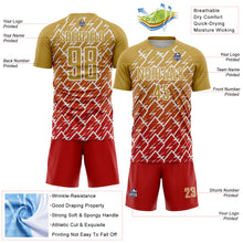 Charger l'image dans la galerie, Custom Old Gold Red-White Lightning Sports Sublimation Soccer Uniform Jersey