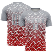 Charger l'image dans la galerie, Custom Gray Red-White Lightning Sports Sublimation Soccer Uniform Jersey