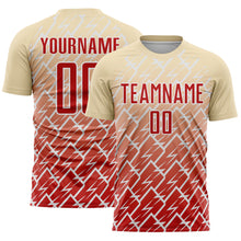 Load image into Gallery viewer, Custom Cream Red-White Lightning Sports Sublimation Soccer Uniform Jersey
