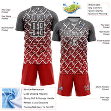 Load image into Gallery viewer, Custom Steel Gray Red-White Lightning Sports Sublimation Soccer Uniform Jersey
