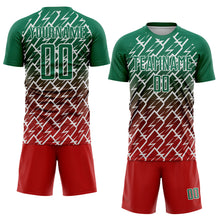 Laden Sie das Bild in den Galerie-Viewer, Custom Kelly Green Red-White Lightning Sports Sublimation Soccer Uniform Jersey