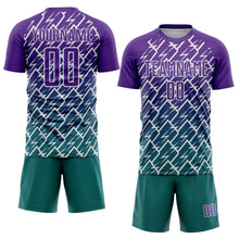 Charger l'image dans la galerie, Custom Purple Teal-White Lightning Sports Sublimation Soccer Uniform Jersey
