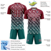 Load image into Gallery viewer, Custom Crimson Teal-White Lightning Sports Sublimation Soccer Uniform Jersey