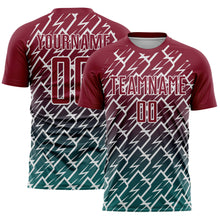 Load image into Gallery viewer, Custom Crimson Teal-White Lightning Sports Sublimation Soccer Uniform Jersey