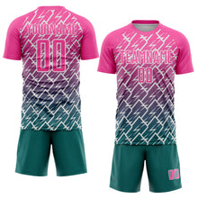 Load image into Gallery viewer, Custom Pink Teal-White Lightning Sports Sublimation Soccer Uniform Jersey