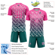 Load image into Gallery viewer, Custom Pink Teal-White Lightning Sports Sublimation Soccer Uniform Jersey