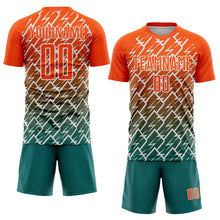 Загрузить изображение в средство просмотра галереи, Custom Orange Teal-White Lightning Sports Sublimation Soccer Uniform Jersey
