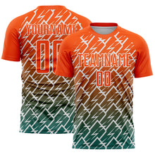 Загрузить изображение в средство просмотра галереи, Custom Orange Teal-White Lightning Sports Sublimation Soccer Uniform Jersey