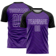 Загрузить изображение в средство просмотра галереи, Custom Purple Black-White Wavy Lines Sports Sublimation Soccer Uniform Jersey