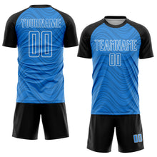 Загрузить изображение в средство просмотра галереи, Custom Powder Blue Black-White Wavy Lines Sports Sublimation Soccer Uniform Jersey