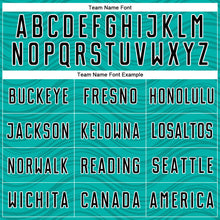 Загрузить изображение в средство просмотра галереи, Custom Aqua Black-White Wavy Lines Sports Sublimation Soccer Uniform Jersey