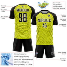 Загрузить изображение в средство просмотра галереи, Custom Neon Yellow Black-White Wavy Lines Sports Sublimation Soccer Uniform Jersey