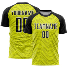 Загрузить изображение в средство просмотра галереи, Custom Neon Yellow Black-White Wavy Lines Sports Sublimation Soccer Uniform Jersey