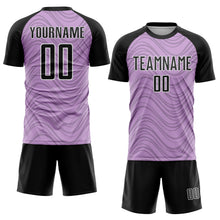 Загрузить изображение в средство просмотра галереи, Custom Light Purple Black-White Wavy Lines Sports Sublimation Soccer Uniform Jersey