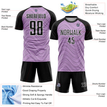 Загрузить изображение в средство просмотра галереи, Custom Light Purple Black-White Wavy Lines Sports Sublimation Soccer Uniform Jersey