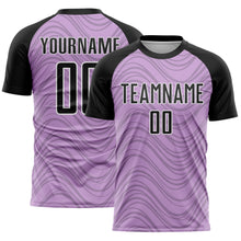 Загрузить изображение в средство просмотра галереи, Custom Light Purple Black-White Wavy Lines Sports Sublimation Soccer Uniform Jersey