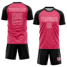 Загрузить изображение в средство просмотра галереи, Custom Neon Pink Black-White Wavy Lines Sports Sublimation Soccer Uniform Jersey