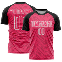 Загрузить изображение в средство просмотра галереи, Custom Neon Pink Black-White Wavy Lines Sports Sublimation Soccer Uniform Jersey