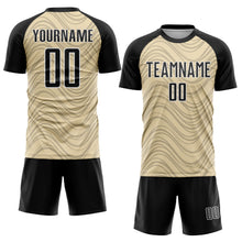 Загрузить изображение в средство просмотра галереи, Custom Cream Black-White Wavy Lines Sports Sublimation Soccer Uniform Jersey