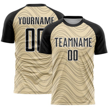 Загрузить изображение в средство просмотра галереи, Custom Cream Black-White Wavy Lines Sports Sublimation Soccer Uniform Jersey