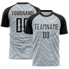 Загрузить изображение в средство просмотра галереи, Custom Silver Black-White Wavy Lines Sports Sublimation Soccer Uniform Jersey