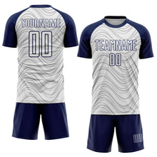 Загрузить изображение в средство просмотра галереи, Custom White Navy Wavy Lines Sports Sublimation Soccer Uniform Jersey