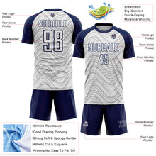 Загрузить изображение в средство просмотра галереи, Custom White Navy Wavy Lines Sports Sublimation Soccer Uniform Jersey