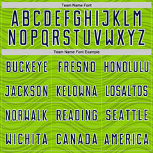 Загрузить изображение в средство просмотра галереи, Custom Neon Green Navy-White Wavy Lines Sports Sublimation Soccer Uniform Jersey