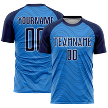 Загрузить изображение в средство просмотра галереи, Custom Powder Blue Navy-White Wavy Lines Sports Sublimation Soccer Uniform Jersey