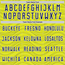 Загрузить изображение в средство просмотра галереи, Custom Neon Yellow Navy-White Wavy Lines Sports Sublimation Soccer Uniform Jersey