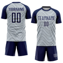 Загрузить изображение в средство просмотра галереи, Custom Silver Navy-White Wavy Lines Sports Sublimation Soccer Uniform Jersey