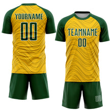 Загрузить изображение в средство просмотра галереи, Custom Yellow Green-White Wavy Lines Sports Sublimation Soccer Uniform Jersey