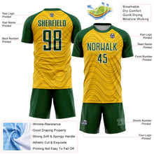 Загрузить изображение в средство просмотра галереи, Custom Yellow Green-White Wavy Lines Sports Sublimation Soccer Uniform Jersey