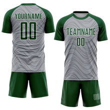 Загрузить изображение в средство просмотра галереи, Custom Gray Green-White Wavy Lines Sports Sublimation Soccer Uniform Jersey