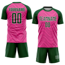 Загрузить изображение в средство просмотра галереи, Custom Pink Green-White Wavy Lines Sports Sublimation Soccer Uniform Jersey