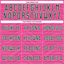 Загрузить изображение в средство просмотра галереи, Custom Pink Green-White Wavy Lines Sports Sublimation Soccer Uniform Jersey